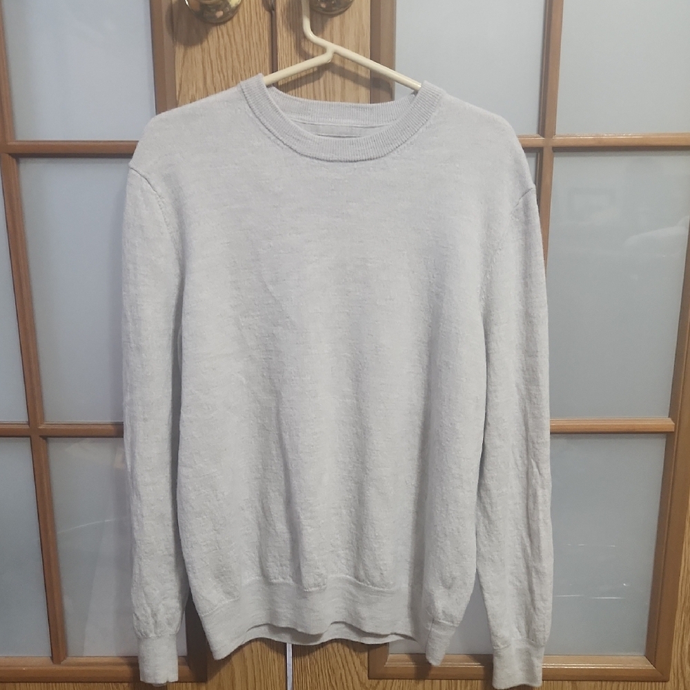 Christian Lacroix 100% Extra Fine Merino Wool Light Gray Crewneck Sweater XL